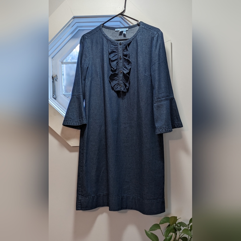 Draper James Chambray Ruffle Shift Dress